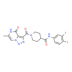 ChemSpider 2D Image | N-(3,4-Difluorophenyl)-1-[(6-methyl-4-oxo-4,5-dihydro[1,2,3]triazolo[1,5-a]pyrazin-3-yl)carbonyl]-4-piperidinecarboxamide | C19H18F2N6O3