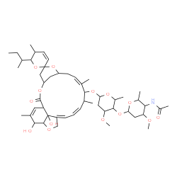 ChemSpider 2D Image | (10'Z,14'Z)-6-sec-Butyl-21',24'-dihydroxy-5,11',13',22'-tetramethyl-2'-oxo-5,6-dihydrospiro[pyran-2,6'-[3,7,19]trioxatetracyclo[15.6.1.1~4,8~.0~20,24~]pentacosa[10,14,16,22]tetraen]-12'-yl 4-O-(4-acet
amido-2,4,6-trideoxy-3-O-methylhexopyranosyl)-2,6-dideoxy-3-O-methylhexopyranoside | C50H75NO14