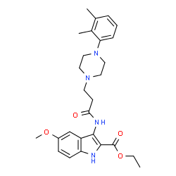 ChemSpider 2D Image | Ethyl 3-({3-[4-(2,3-dimethylphenyl)-1-piperazinyl]propanoyl}amino)-5-methoxy-1H-indole-2-carboxylate | C27H34N4O4