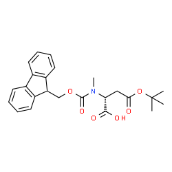 ChemSpider 2D Image | (2R)-2-{[(9H-Fluoren-9-ylmethoxy)carbonyl](methyl)amino}-4-[(2-methyl-2-propanyl)oxy]-4-oxobutanoic acid (non-preferred name) | C24H27NO6