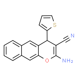 ChemSpider 2D Image | 2-Amino-4-(2-thienyl)-4H-benzo[g]chromene-3-carbonitrile | C18H12N2OS