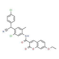 ChemSpider 2D Image | N-{5-Chloro-4-[(4-chlorophenyl)(cyano)methyl]-2-methylphenyl}-7-ethoxy-2-oxo-2H-chromene-3-carboxamide | C27H20Cl2N2O4