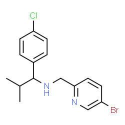 ChemSpider 2D Image | N-[(5-Bromo-2-pyridinyl)methyl]-1-(4-chlorophenyl)-2-methyl-1-propanamine | C16H18BrClN2