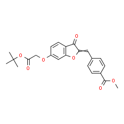 ChemSpider 2D Image | Methyl 4-{[6-{2-[(2-methyl-2-propanyl)oxy]-2-oxoethoxy}-3-oxo-1-benzofuran-2(3H)-ylidene]methyl}benzoate | C23H22O7