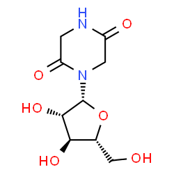 ChemSpider 2D Image | 1-(beta-D-Arabinofuranosyl)-2,5-piperazinedione | C9H14N2O6