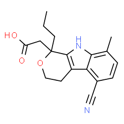 ChemSpider 2D Image | (5-cyano-8-methyl-1-propyl-1,3,4,9-tetrahydropyrano(3,4-b)indol-1-yl)acetic acid | C18H20N2O3