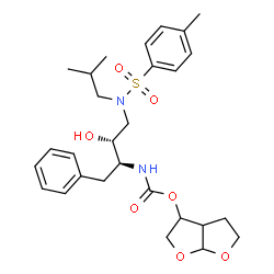 ChemSpider 2D Image | Hexahydrofuro[2,3-b]furan-3-yl [(2S,3R)-3-hydroxy-4-{isobutyl[(4-methylphenyl)sulfonyl]amino}-1-phenyl-2-butanyl]carbamate | C28H38N2O7S