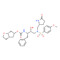 ChemSpider 2D Image | (3as,5r,6ar)-Hexahydro-2h-Cyclopenta[b]furan-5-Yl [(1s,2r)-1-Benzyl-2-Hydroxy-3-([(4-Methoxyphenyl)sulfonyl]{[(2r)-5-Oxopyrrolidin-2-Yl]methyl}amino)propyl]carbamate | C30H39N3O8S