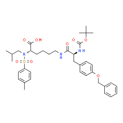 ChemSpider 2D Image | (2S)-6-[[(2S)-3-(4-benzyloxyphenyl)-2-(tert-butoxycarbonylamino)propanoyl]amino]-2-(isobutyl-(p-tolylsulfonyl)amino)hexanoic acid | C38H51N3O8S