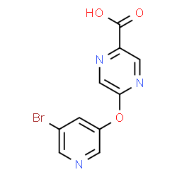 ChemSpider 2D Image | 5-[(5-Bromo-3-pyridinyl)oxy]-2-pyrazinecarboxylic acid | C10H6BrN3O3