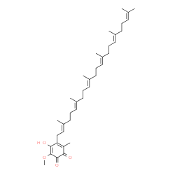 ChemSpider 2D Image | 4-[(2E,6E,10E,14E,18E)-3,7,11,15,19,23-Hexamethyl-2,6,10,14,18,22-tetracosahexaen-1-yl]-5-hydroxy-6-methoxy-3-methyl-1,2-benzoquinone | C38H56O4