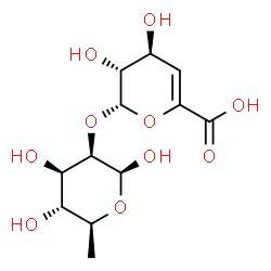ChemSpider 2D Image | 6-Deoxy-2-O-(4-deoxy-beta-L-threo-hex-4-enopyranuronosyl)-beta-L-mannopyranose | C12H18O10