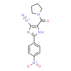 ChemSpider 2D Image | 2-(4-nitrophenyl)-5-(pyrrolidine-1-carbonyl)-1H-imidazole-4-diazonium | C14H13N6O3