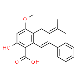 ChemSpider 2D Image | 3-Hydroxy-5-methoxy-6-prenylstilbene-2-carboxylic acid | C21H22O4
