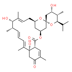 ChemSpider 2D Image | (1S,4R,4'S,5'S,6'R,9S,10E,12E,14S,15S,16E,19R,21R)-4',9,15-Trihydroxy-6'-isopropyl-5',6,10,14,16-pentamethyl-3',4',5',6'-tetrahydro-3H,7H-spiro[2,20-dioxatricyclo[17.3.1.0~4,9~]tricosa-5,10,12,16-tetr
aene-21,2'-pyran]-3,7-dione | C33H48O8