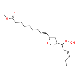 ChemSpider 2D Image | Methyl (8E)-9-{5-[(3Z)-1-hydroperoxy-3-hexen-1-yl]-1,2-dioxolan-3-yl}-8-nonenoate | C19H32O6