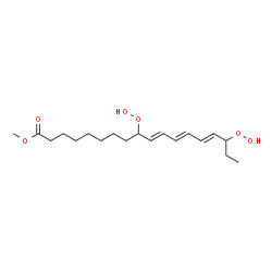 ChemSpider 2D Image | Methyl (10E,12E,14E)-9,16-bis(hydroperoxy)-10,12,14-octadecatrienoate | C19H32O6