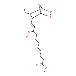 ChemSpider 2D Image | Methyl (10E)-11-(6-ethyl-2,3-dioxabicyclo[2.2.1]hept-5-yl)-9-hydroperoxy-10-undecenoate | C19H32O6