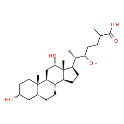 ChemSpider 2D Image | (3alpha,5beta,12alpha)-3,12,22-Trihydroxycholestan-26-oic acid | C27H46O5