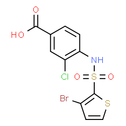 ChemSpider 2D Image | 4-{[(3-Bromo-2-thienyl)sulfonyl]amino}-3-chlorobenzoic acid | C11H7BrClNO4S2