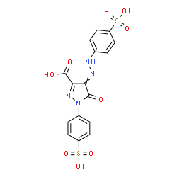 ChemSpider 2D Image | 5-Oxo-1-(4-sulfophenyl)-4-[(4-sulfophenyl)hydrazono]-4,5-dihydro-1H-pyrazole-3-carboxylic acid | C16H12N4O9S2