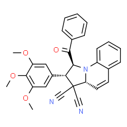 ChemSpider 2D Image | (1S,2S,3aR)-1-Benzoyl-2-(3,4,5-trimethoxyphenyl)-1,2-dihydropyrrolo[1,2-a]quinoline-3,3(3aH)-dicarbonitrile | C30H25N3O4