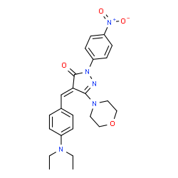 ChemSpider 2D Image | 4-(4-Diethylamino-benzylidene)-5-morpholin-4-yl-2-(4-nitro-phenyl)-2,4-dihydro-pyrazol-3-one | C24H27N5O4
