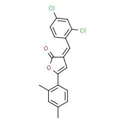 ChemSpider 2D Image | (3Z)-3-(2,4-Dichlorobenzylidene)-5-(2,4-dimethylphenyl)-2(3H)-furanone | C19H14Cl2O2