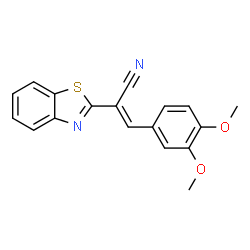 ChemSpider 2D Image | (2E)-2-(1,3-Benzothiazol-2-yl)-3-(3,4-dimethoxyphenyl)acrylonitrile | C18H14N2O2S