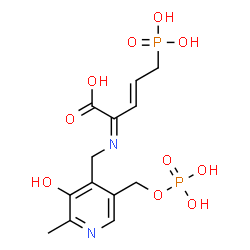 ChemSpider 2D Image | 2-[(3-HYDROXY-2-METHYL-5-PHOSPHONOOXYMETHYL-PYRIDIN-4-YLMETHYL)-IMINO]-5-PHOSPHONO-PENT-3-ENOIC ACID | C13H18N2O10P2