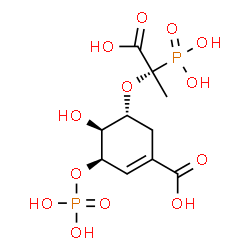 ChemSpider 2D Image | (3R,4S,5R)-5-[(1S)-1-Carboxy-1-phosphonoethoxy]-4-hydroxy-3-(phosphonooxy)-1-cyclohexene-1-carboxylic acid | C10H16O13P2