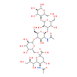 ChemSpider 2D Image | (6R)-5-Acetamido-3,5-dideoxy-6-[(1R,2R)-1,2,3-trihydroxypropyl]-beta-L-threo-hex-2-ulopyranonosyl-(2->6)-beta-D-galactopyranosyl-(1->4)-2-acetamido-2-deoxy-beta-D-glucopyranosyl-(1->3)-beta-D-galactop
yranosyl-(1->4)-beta-D-glucopyranose | C37H62N2O29