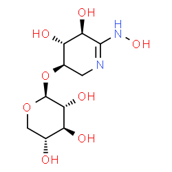 ChemSpider 2D Image | (3R,4R,5S)-4,5-Dihydroxy-6-(hydroxyamino)-2,3,4,5-tetrahydro-3-pyridinyl beta-D-xylopyranoside | C10H18N2O8