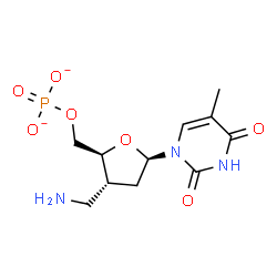 ChemSpider 2D Image | 3'-(Aminomethyl)-3'-deoxy-5'-O-phosphonatothymidine | C11H16N3O7P