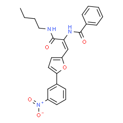 ChemSpider 2D Image | N-{(1E)-3-(Butylamino)-1-[5-(3-nitrophenyl)-2-furyl]-3-oxo-1-propen-2-yl}benzamide | C24H23N3O5