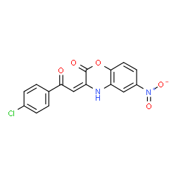 ChemSpider 2D Image | (3E)-3-[2-(4-Chlorophenyl)-2-oxoethylidene]-6-nitro-3,4-dihydro-2H-1,4-benzoxazin-2-one | C16H9ClN2O5