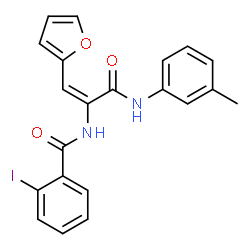 ChemSpider 2D Image | N-{(1E)-1-(2-Furyl)-3-[(3-methylphenyl)amino]-3-oxo-1-propen-2-yl}-2-iodobenzamide | C21H17IN2O3