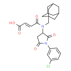 ChemSpider 2D Image | (2E)-4-{(Adamantan-1-ylmethyl)[1-(3-chlorophenyl)-2,5-dioxo-3-pyrrolidinyl]amino}-4-oxo-2-butenoic acid | C25H27ClN2O5