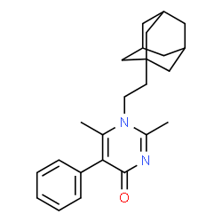 ChemSpider 2D Image | 1-[2-(Adamantan-1-yl)ethyl]-2,6-dimethyl-5-phenyl-4(1H)-pyrimidinone | C24H30N2O
