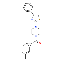 ChemSpider 2D Image | [2,2-Dimethyl-3-(2-methyl-1-propen-1-yl)cyclopropyl][4-(4-phenyl-1,3-thiazol-2-yl)-1-piperazinyl]methanone | C23H29N3OS