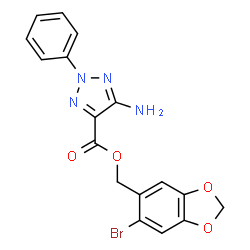 ChemSpider 2D Image | (6-Bromo-1,3-benzodioxol-5-yl)methyl 5-amino-2-phenyl-2H-1,2,3-triazole-4-carboxylate | C17H13BrN4O4