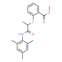 ChemSpider 2D Image | Methyl 2-{[1-(mesitylamino)-1-oxo-2-propanyl]sulfanyl}benzoate | C20H23NO3S
