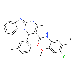 ChemSpider 2D Image | N-(4-Chloro-2,5-dimethoxyphenyl)-2-methyl-4-(3-methylphenyl)-1,4-dihydropyrimido[1,2-a]benzimidazole-3-carboxamide | C27H25ClN4O3