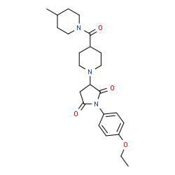 ChemSpider 2D Image | 1-(4-Ethoxyphenyl)-3-{4-[(4-methyl-1-piperidinyl)carbonyl]-1-piperidinyl}-2,5-pyrrolidinedione | C24H33N3O4