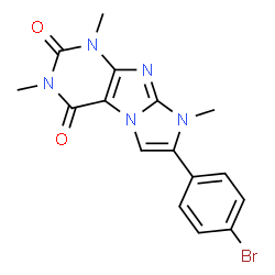 ChemSpider 2D Image | 7-(4-Bromophenyl)-1,3,8-trimethyl-1H-imidazo[2,1-f]purine-2,4(3H,8H)-dione | C16H14BrN5O2