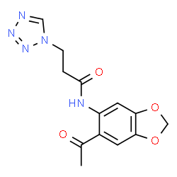 ChemSpider 2D Image | N-(6-Acetyl-1,3-benzodioxol-5-yl)-3-(1H-tetrazol-1-yl)propanamide | C13H13N5O4