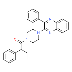 ChemSpider 2D Image | 2-Phenyl-1-[4-(3-phenyl-2-quinoxalinyl)-1-piperazinyl]-1-butanone | C28H28N4O