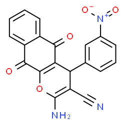 ChemSpider 2D Image | 2-Amino-4-(3-nitrophenyl)-5,10-dioxo-5,10-dihydro-4H-benzo[g]chromene-3-carbonitrile | C20H11N3O5