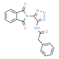 ChemSpider 2D Image | N-[4-(1,3-Dioxo-1,3-dihydro-2H-isoindol-2-yl)-1,2,5-oxadiazol-3-yl]-2-phenylacetamide | C18H12N4O4