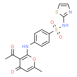 ChemSpider 2D Image | 4-[(3-Acetyl-6-methyl-4-oxo-4H-pyran-2-yl)amino]-N-(1,3-thiazol-2-yl)benzenesulfonamide | C17H15N3O5S2